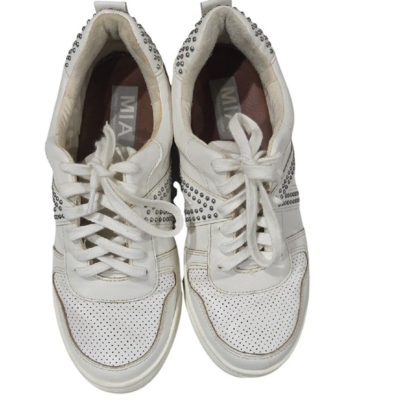 MIA Shoes - MIA White Sneakers with Silver Studs